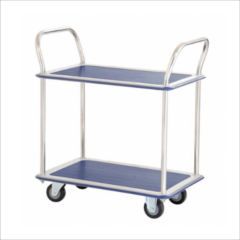 220kg Rated Two Tier Double Handle Platform Trolley
