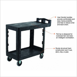 230kg Rated Bitbar 2 Flat Shelf Utility Cart