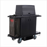 GRANDMAID Housekeeping Cart with Doors and Protective Security Hood Black