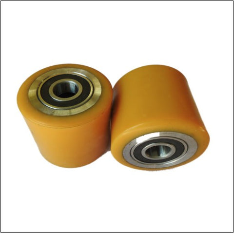 Pallet jack truck stacker front roller wheels polyurethane 80x93mm + bearings 2 x polyurethane